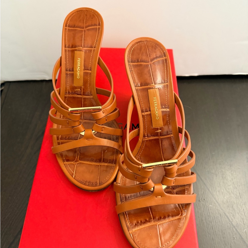 Salvatore Ferragamo Tan Strappy Sandals